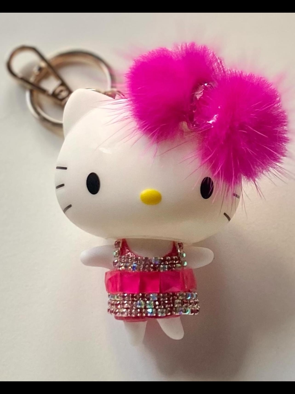 Hello Kitty Hot Pink Pom-Pom Key & Card Holder Charm